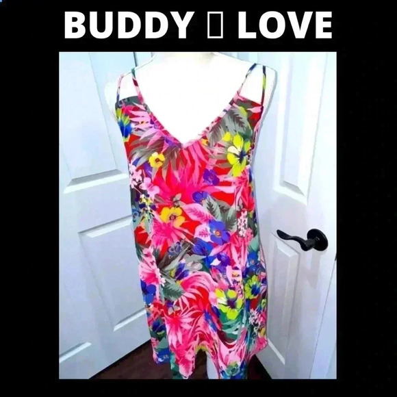 Buddy Love Tropical Sundress double spaghetti strap, lightweight, lined - Picture 1 of 6